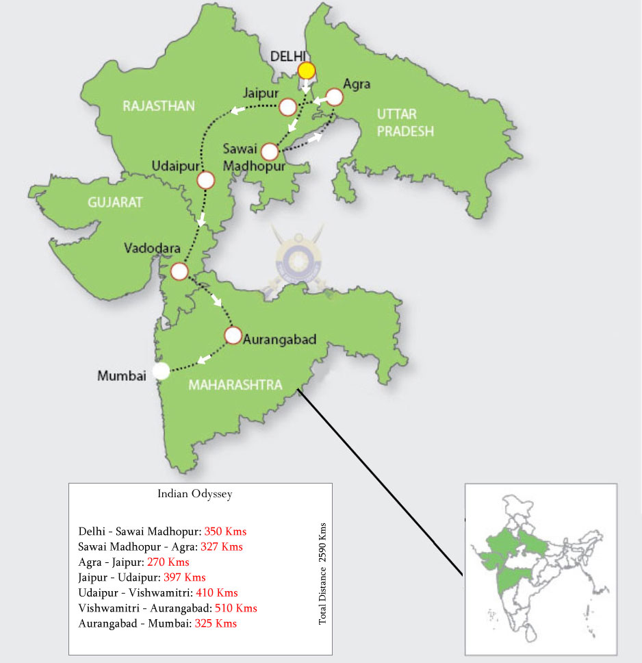 Indian Odyssey Route Map